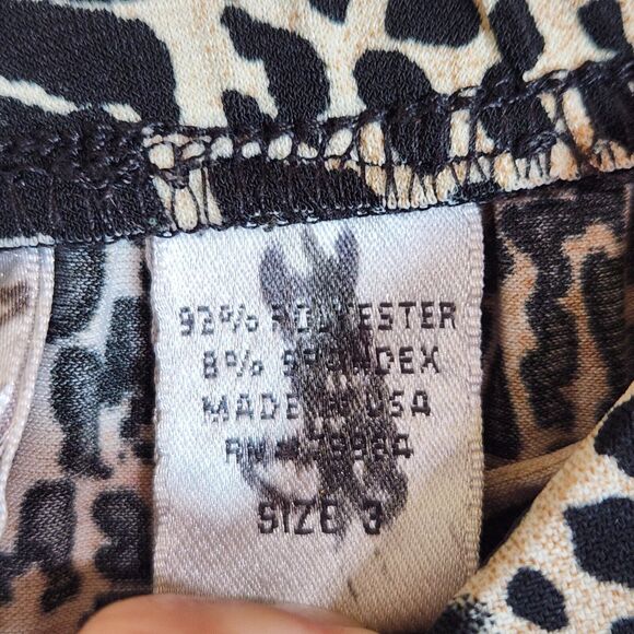 Chico's Womens Leopard Cheetah Print Animal Skirt Midi tapered fun A line Size 3 - Picture 6 of 7